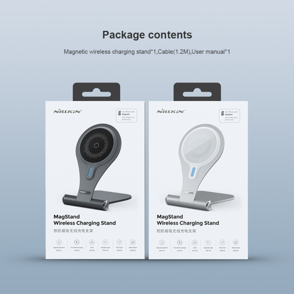 Беспроводная зарядка для iPhone 12-14 Nillkin MagStand Wireless Charging Stand 15W Space Gray