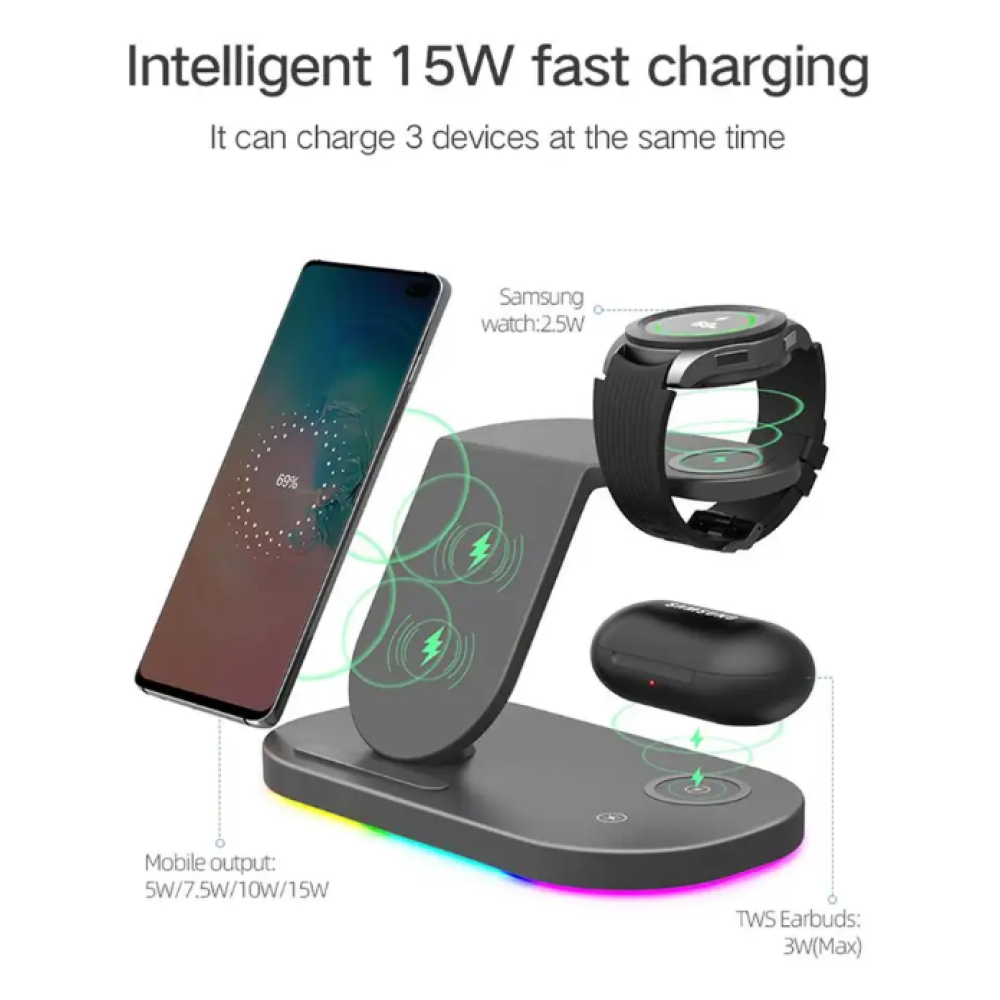 Станция быстрой зарядки Z7L 15 Вт для Samsung, Galaxy Watch 4 3, Galaxy Buds