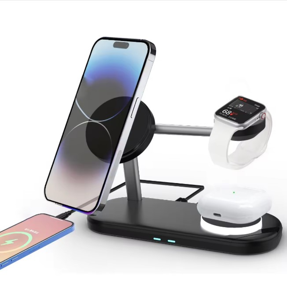 Беспроводная зарядка для Apple iPhone 12 и 15 AirPods iWatch QN-9A 15W Magsafe Черный