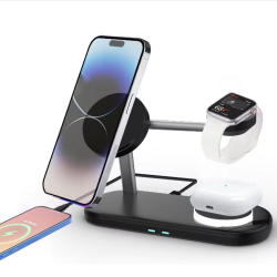 Беспроводная зарядка для Apple iPhone 12 и 15 AirPods iWatch QN-9A 15W Magsafe Черный