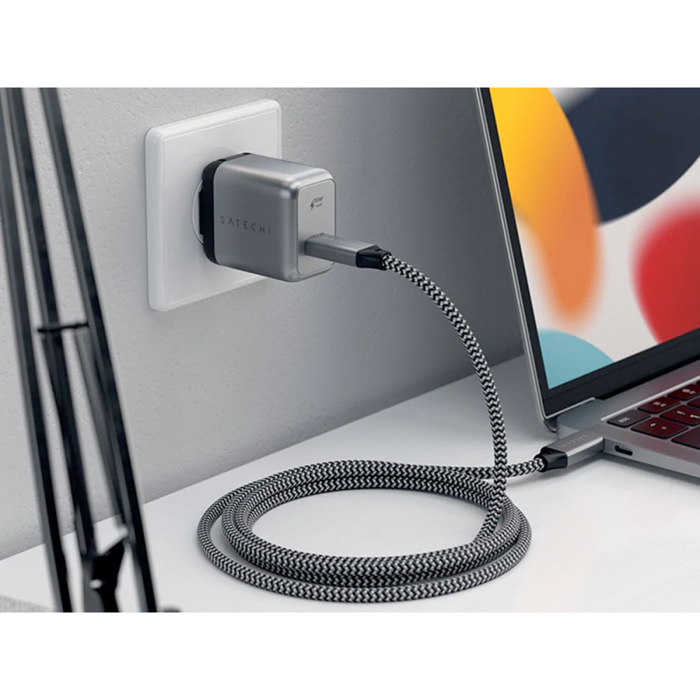Сетевое устройство для зарядки электроники Satechi 30W USB-C PD Gan Wall Charger Space Gray