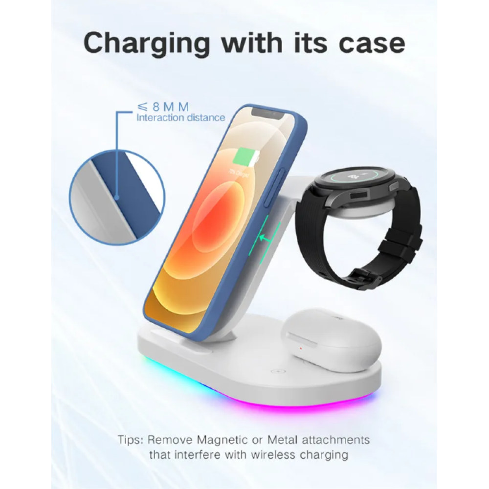 Станция быстрой зарядки Z7L 15 Вт для Samsung Z Fold3 Z Flip3 S21 S20 Galaxy Watch 4 3 Active 2 Buds