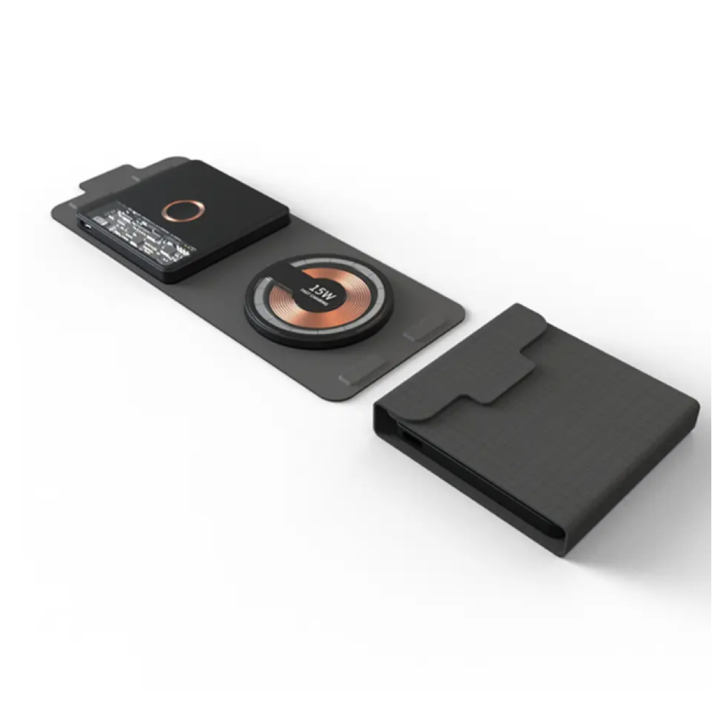 Складная беспроводная Зарядная Станция 2 в 1 для iPhone и Apple Watch Magsafe T02 15W