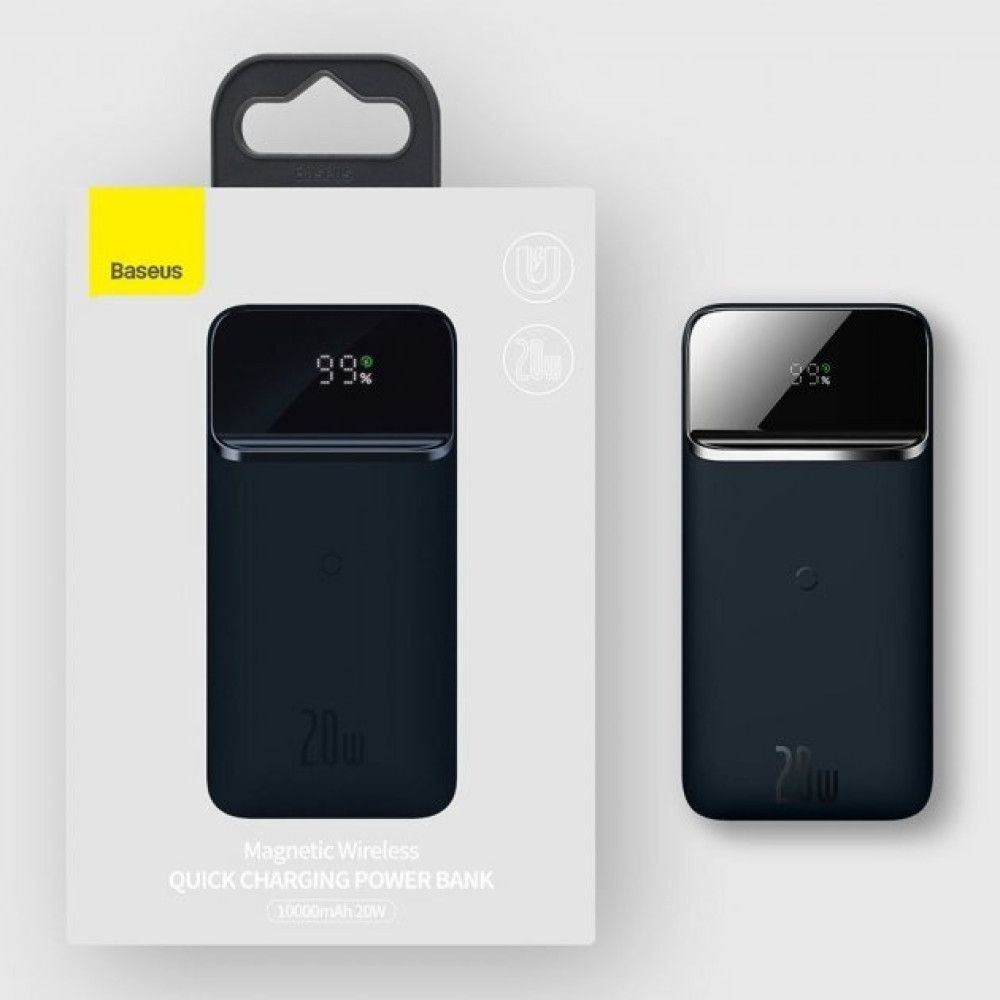 Повербанк BASEUS Magnetic 20W 10000mAh white с беспроводной зарядкой