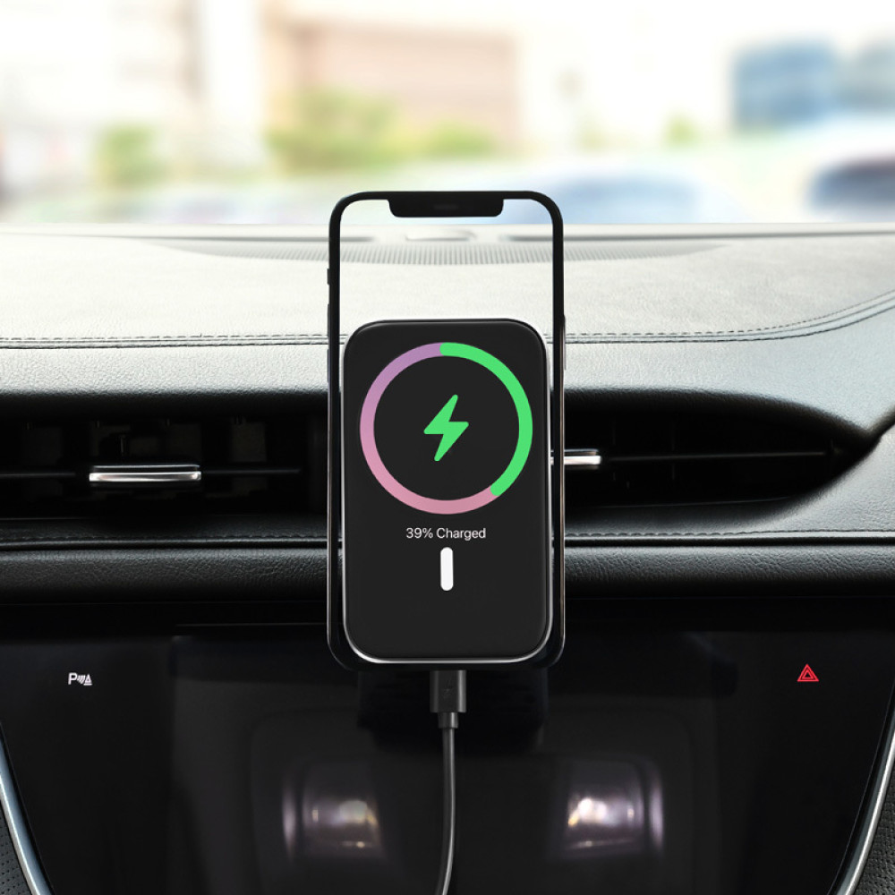 Магнитный автодержатель с беспроводной зарядкой 15 W Magnetic Car QN-D03 Qinetiq для Iphone 12/15 и Samsung