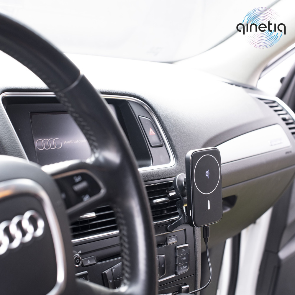 Магнитный автодержатель с беспроводной зарядкой 15 W Magnetic Car QN-D03 Qinetiq для Iphone 12/15 и Samsung