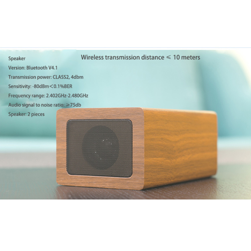 Деревянная беспроводная зарядка с Bluetooth-колонкой и часами Wood QINETIQ 10W