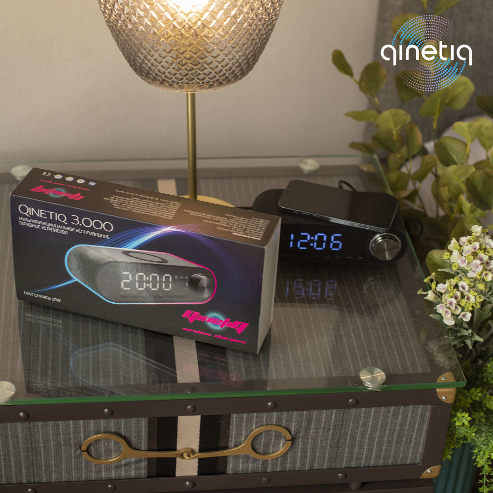 Беспроводная зарядка с Bluetooth-колонкой и часами QINETIQ 3.000