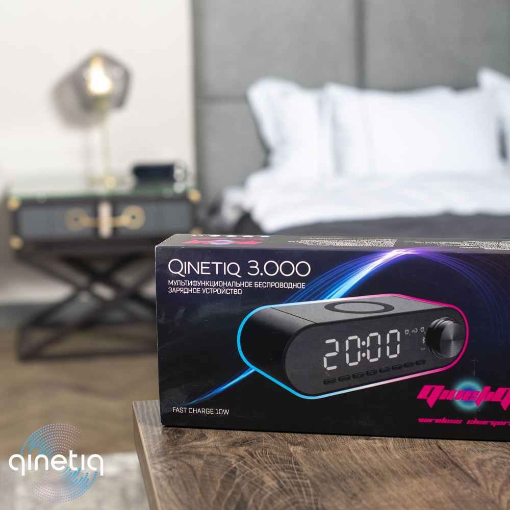 Беспроводная зарядка с Bluetooth-колонкой и часами QINETIQ 3.000