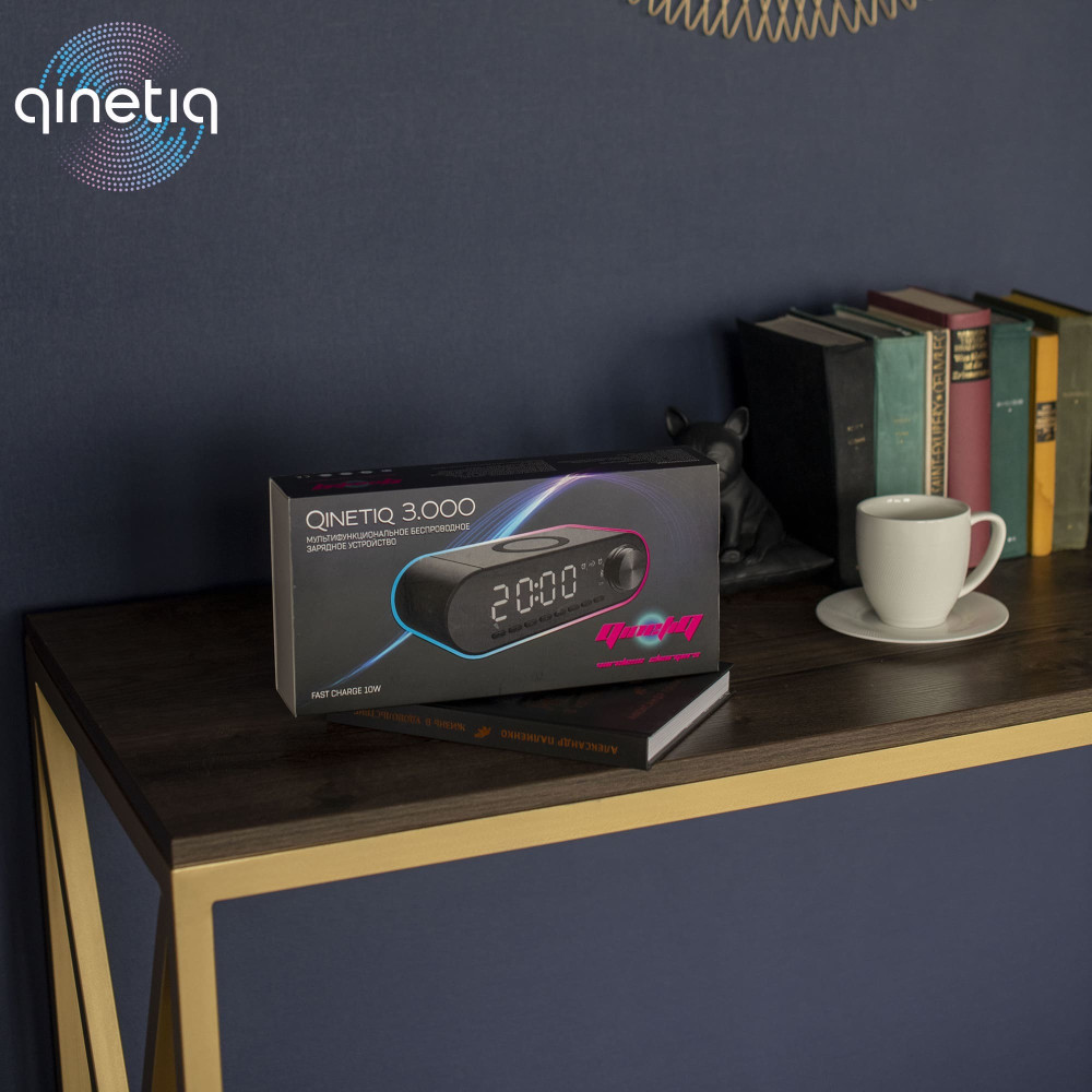 Беспроводная зарядка с Bluetooth-колонкой и часами QINETIQ 3.000