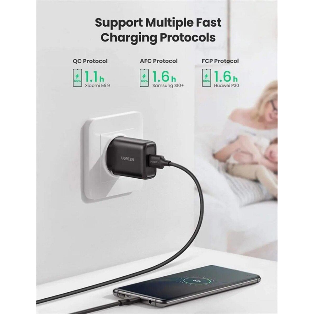 Зарядное Устройство UGREEN CD122 QC3.0 USB Fast Charger EU (Black) (UGR-70273)